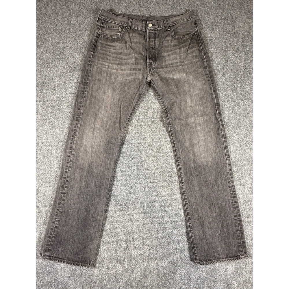 Levi's Jeans Mens 36x34 501 Gray Wash Straight Leg Button Fly Faded Y2K Punk